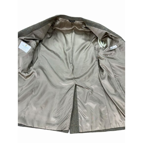 Bill Blass Mens Sz 44R Camel Hair Blazer Coat In Brown Plaid Check Made In USA - Picture 9 of 16